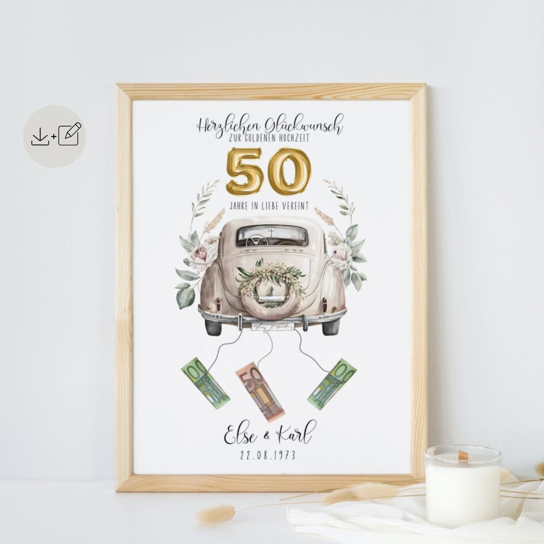 Geldgeschenk goldene Hochzeit personalisiert Paargeschenk bearbeiten A4