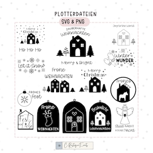 Plotter files Christmas Merry Christmas Hygge House Christmas tree 16 SVG & PNG file Christmas present Winter Christmas Merry Christmas Ho Ho Ho