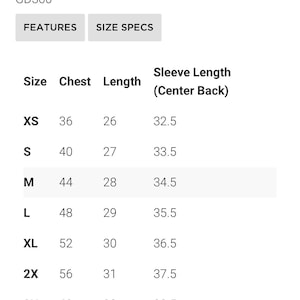Puede incluir: Imagen de una tabla de tallas para una sudadera con cuello redondo Gildan Heavy Blend para adultos. La tabla muestra las medidas de pecho, largo y manga en cm para las tallas XS a 5X. El logotipo de Gildan es visible.