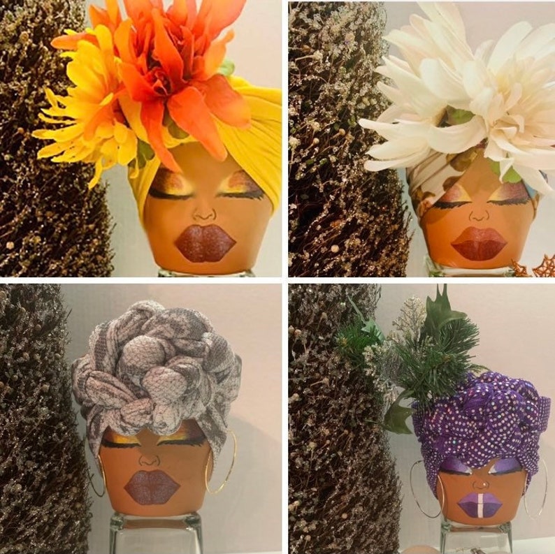 Sista Pot Heads-African American-Hand Painted 6 pots Original Designs image 2