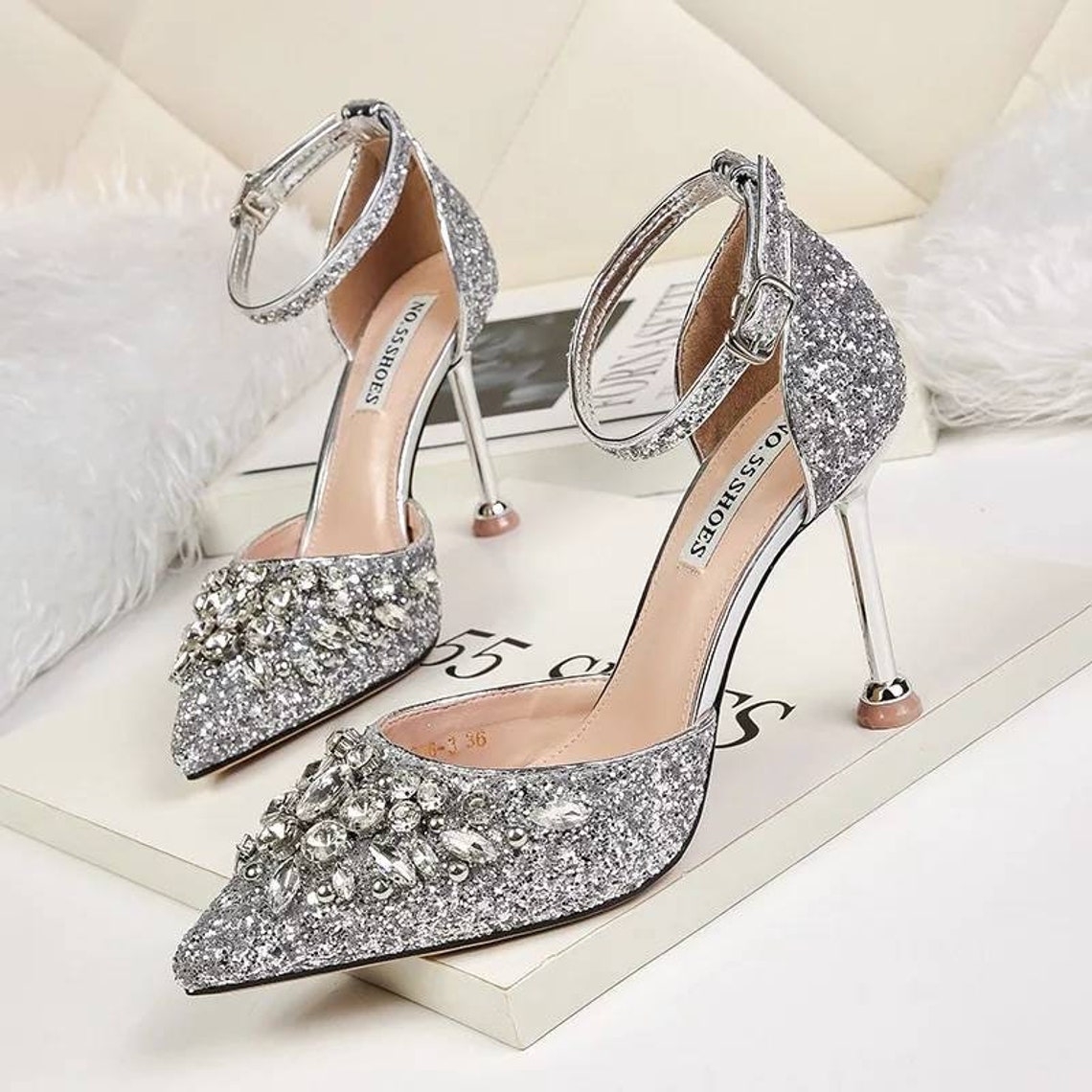 Women Embellished Bridal Shoes Diamante Wedding | Etsy