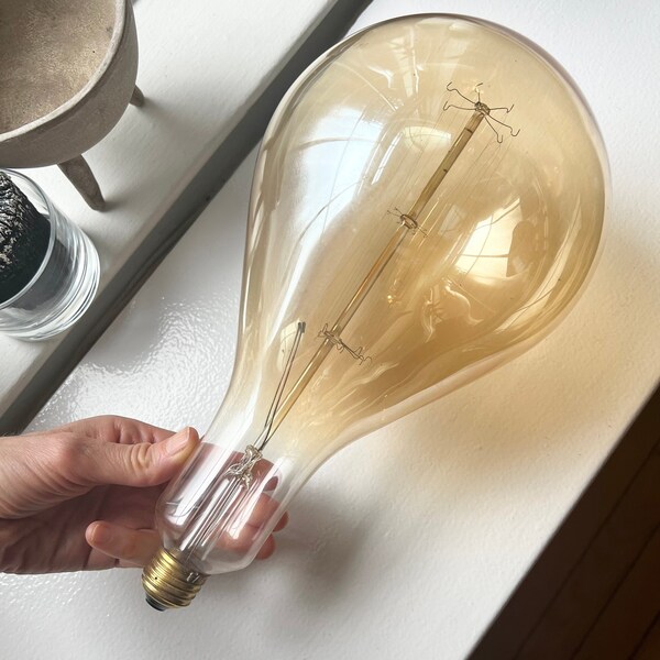 Vintage Nostalgia Oversized Edison Light Pendant Incandescent Filament Bulb Tear Drop Pear Shaped Big 60W Industrial 11 inches Dimeable