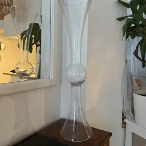 Huge Trumpet Clear Glass Flowers Vases Wedding Events 3 feet tall Statement Accent Decor Centerpiece Oversized