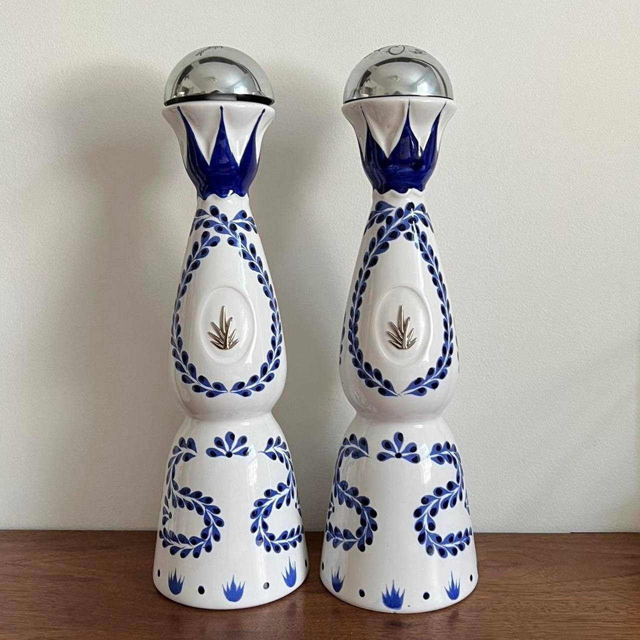 Tequila Clase Azul Reposado Hand Painted Ceramic Bottle Empty Tall Vase