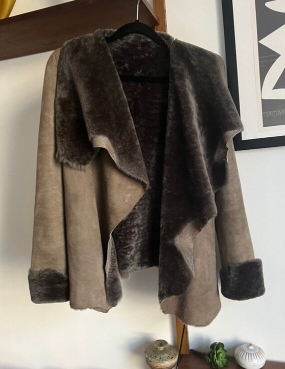 Vintage Helmut Lang Taupe Genuine Lamb Shearling … - image 8