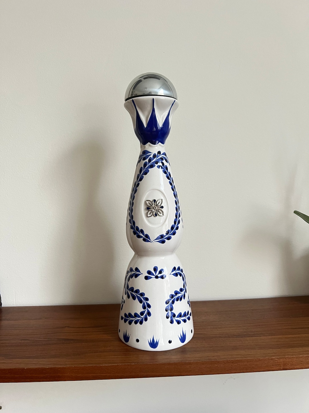 Tequila Clase Azul Reposado Hand Painted Ceramic Bottle Empty Tall Vase