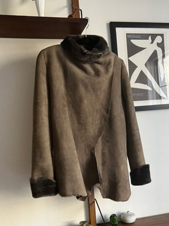 Vintage Helmut Lang Taupe Genuine Lamb Shearling … - image 3