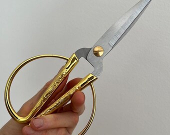 Japanese Crafts Scissors Engraving Golden Handles Various sizes inches Stationary Shears Sewing Gardening Sharp Bonsai