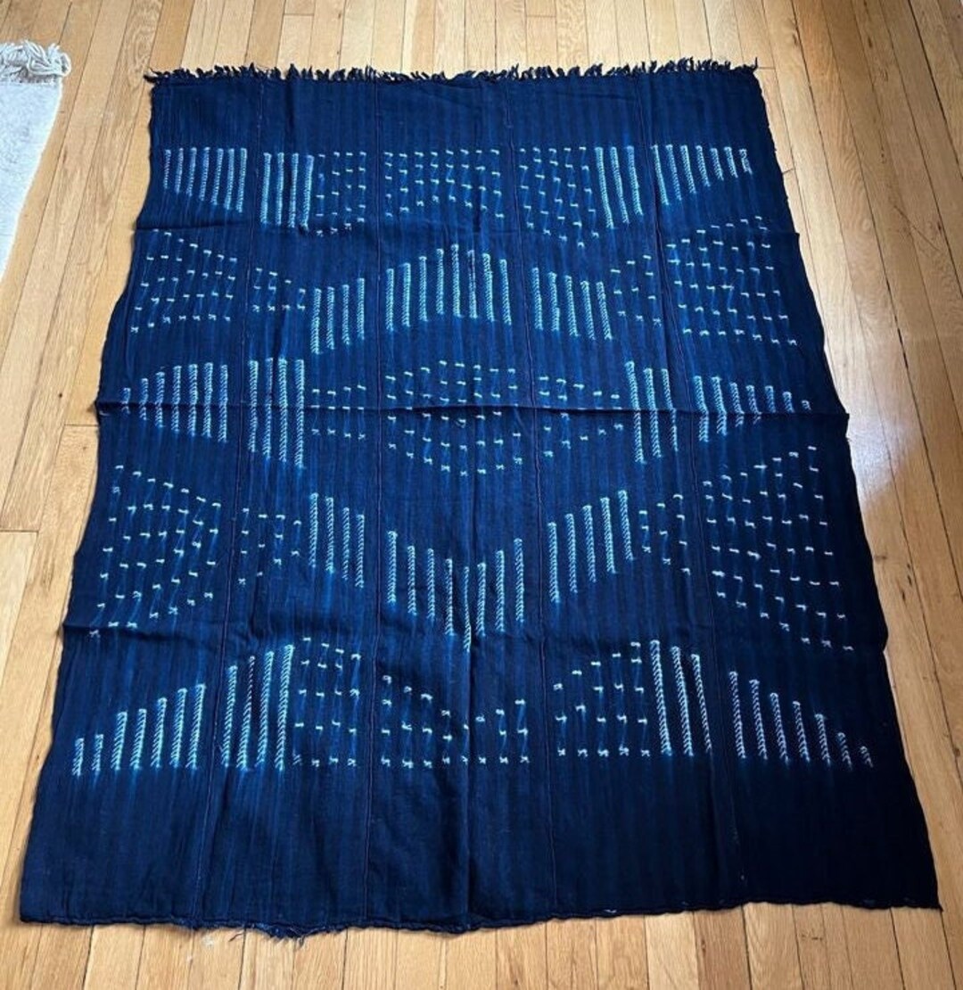 Japanese Pattern Throw Japanese Indigo Hand Dyed Cotton Throw Blanket Textile Cloth Table ...