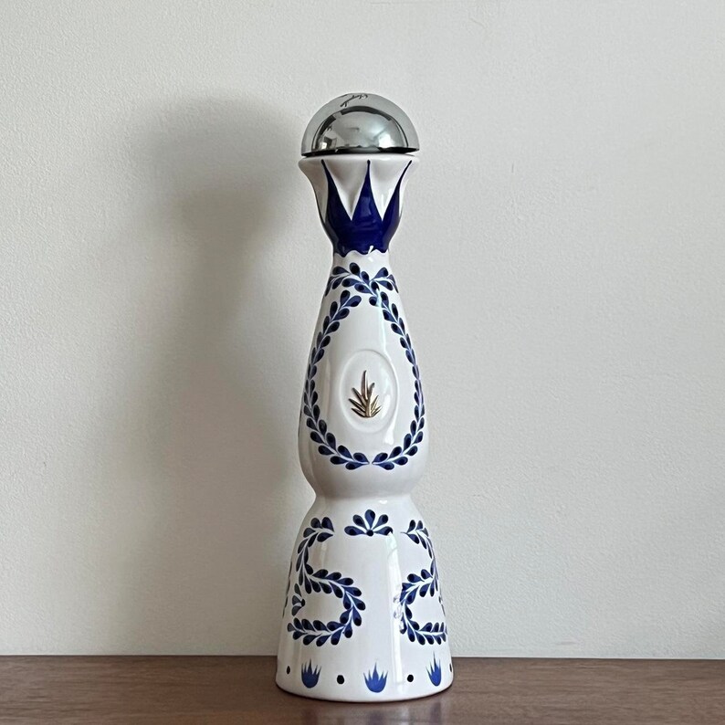 Tequila Clase Azul Reposado Hand Painted Ceramic Bottle Empty Tall Vase