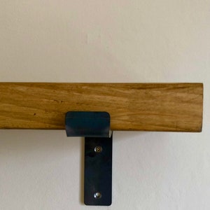 Rustic Handmade Wooden Shelving, Scaffold Board Shelf with Metal Brackets, Hand Finished Timber Shelves image 4