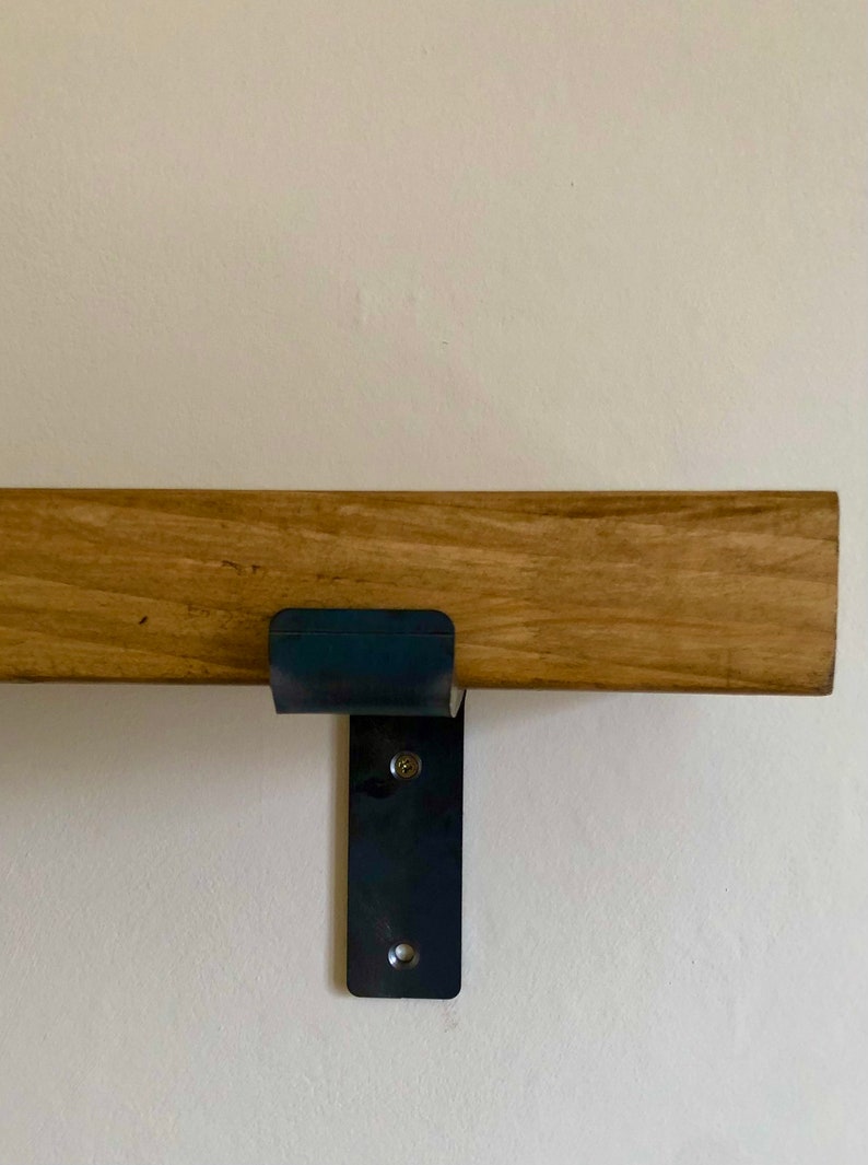 Rustic Handmade Wooden Shelving, Scaffold Board Shelf with Metal Brackets, Hand Finished Timber Shelves image 4