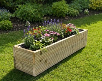 Large Garden Planter, Large Raised Plant Bed, Large Garden Trough Planter, Large Wooden Flower Box, Handmade, from Pressure Treated Wood
