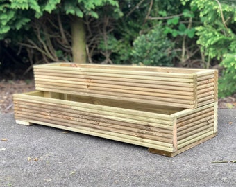 Tiered Wooden Garden Planter: Outdoor Flower Trough