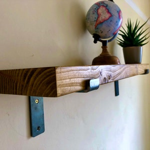 Rustic Handmade Wooden Shelving, Scaffold Board Shelf with Metal Brackets, Hand Finished Timber Shelves image 7