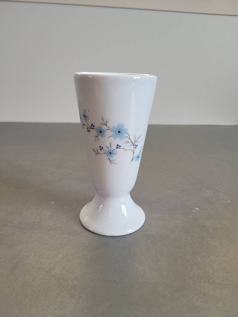 Mazagran en Porcelaine de Limoges Décor Floral Bleu 1970