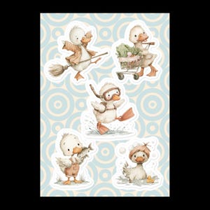 Cute Duck Sticker Sheet – Adorable Animal Planner Stickers, Scrapbooking & Journaling Supplies