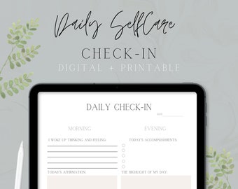 Daily SelfCare Check In, Daily Check In Insert, Intentional Daily Tracker, Daily Self Care, Check In, Reflection Planner, Journal Insert