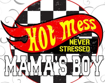 Hot Mess Mama's Boy raceauto, png-bestand: sublimatieontwerp (digitale download)