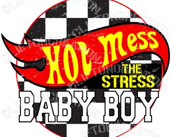Hot Mess Racecar Baby Boy, png, sublimatie (digitale download)