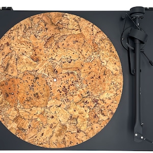 Portuguese Cork Platter Mat “RIO MEAO” for vinyl turntable. Soundproof, anti-static, anti-rumble, hi-fi, natural bottom finish