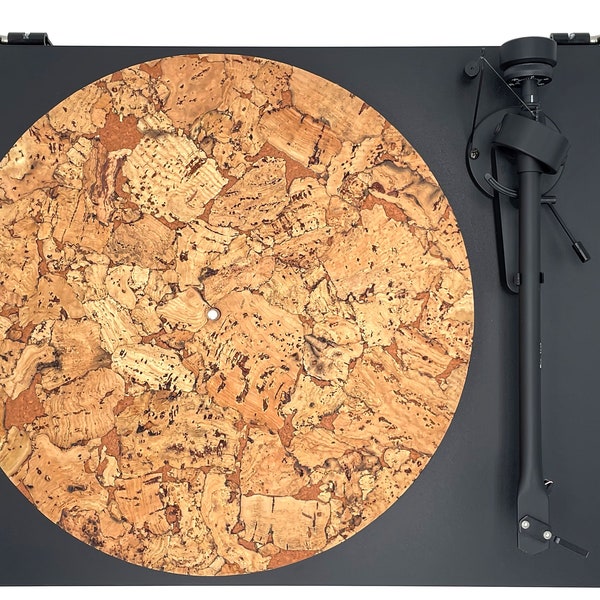 Portuguese Cork “Oliveira” platter cover for vinyl turntable, acoustic insulating, anti-static, anti-rumble, Sienna finish