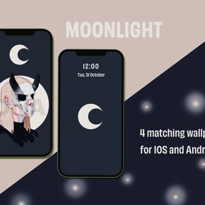 Moon Phone Wallpapers | Watercolor Wallpaper iPhone | Minimalist Phone Wallpaper Set | iPhone Aesthetic Background | Halloween Wallpaper |