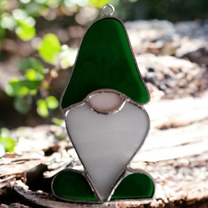 Green Gnome Stained Glass Suncatcher