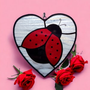 Ladybug Love Stained Glass Suncatcher