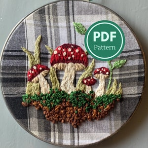 Mossy Mushrooms Embroidery Pattern PDF Download by Moe Sews