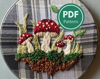 Mossy Mushrooms Embroidery Pattern PDF Download by Moe Sews