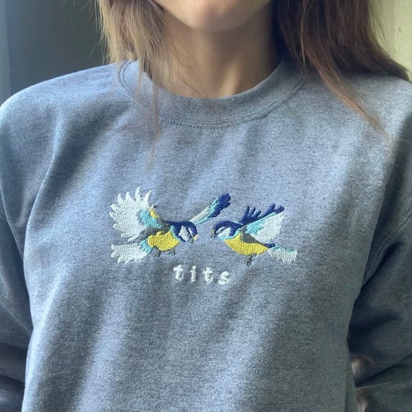 Embroidered “Tits” Crewneck Sweatshirt