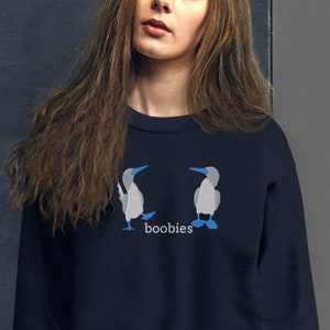 Blue-Footed "Boobies" Embroidered Crewneck Sweatshirt