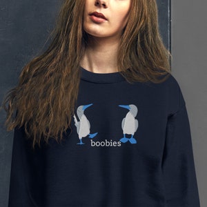 Blue-Footed &quot;Boobies&quot; Embroidered Crewneck Sweatshirt