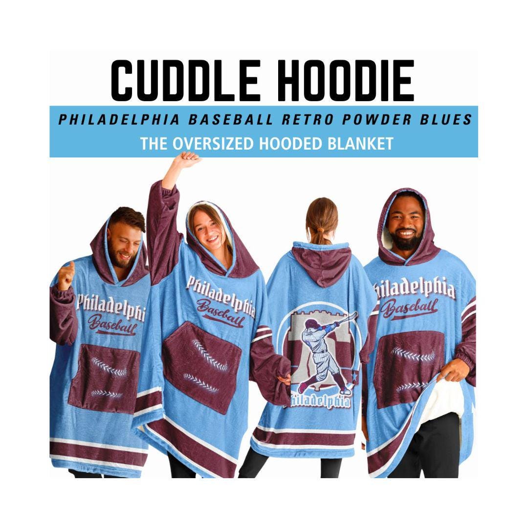 Philadelphia Baseball Retro Powder Blues Oversize Hooded Blanket Philly Baseball Cuddle Hoodie Gift for Baseball Fans Gift Dad Gift Mom Gift Etsy