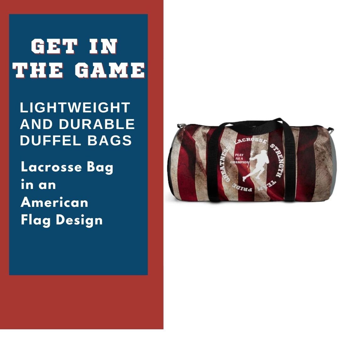 Lacrosse Duffle Bag W/ American Flag Design. Image of LAX Etsy