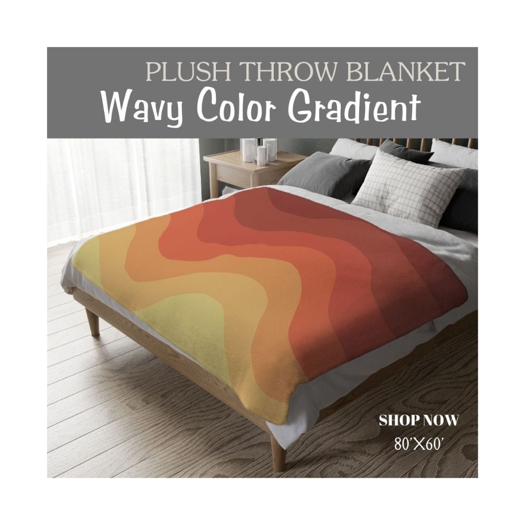 70's Retro Blanket Gift Color Wavy Palette Soft Blanket Gift for Adult