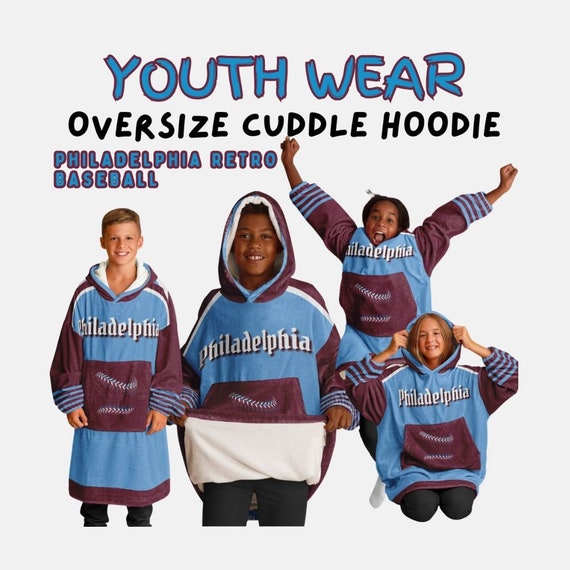 Hoodie Youth Hoodie Blanket Philadelphia Baseball Retro Light Blue Cuddle Hoodie Gift for Young Philly Baseball Fans Sports Family Gift Etsy