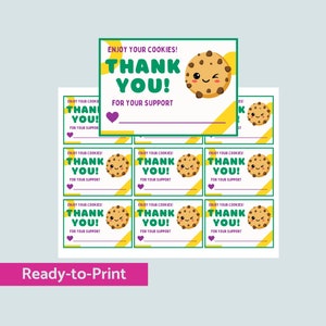 Girl Scout Cookie Thank You Card, Girl Scout Thank You note, Girl Scout Cookie Card, Girl Scout Cookie Card, Ready to Print
