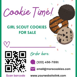 Girl Scouts Cookie Template Editable Girl Scout Cookie Cards Easy to ...