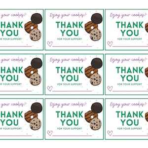 Girl Scout Cookie Thank You Card, Download and Print, Girl Scout Cookie Card, Girl Scout Cookie Card