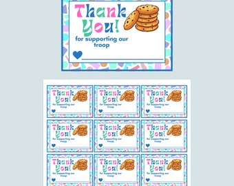 Girl Scout Cookie Thank You Card, Girl Scout card, Girl Scout Cookie Card, Girl Scout Cookie Card, Ready to print, Easy to Use