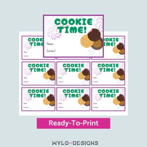 Girl Scout Cookie Cookie Time Card, Ready to Print, Girl Scout Cookie Card, Girl Scouts, Girl Scout Business Card, Girl Scout Download Card