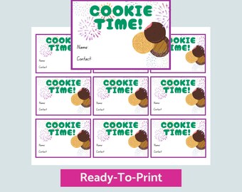 Girl Scout Cookie Cookie Time Card, Ready to Print, Girl Scout Cookie Card, Girl Scouts, Girl Scout Business Card, Girl Scout Download Card