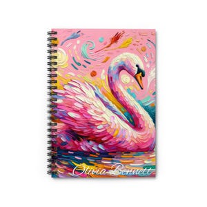 Cahier à spirale cygne fantaisiste, journal artistique, jolie papeterie, idée cadeau pour elle, agenda créatif, parfait pour les étudiants