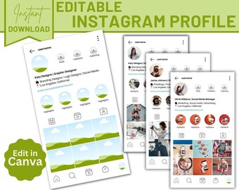 Editable Instagram Profile Template | Canva Layout (Digital Download)