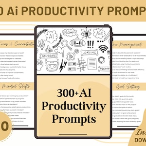 300+ AI Productivity Prompts Bundle | ChatGPT Prompts | Midjourney | Digital Download | PDF | Work From Home Tools | AI Tools for Business