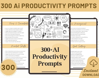 300+ AI Productivity Prompts Bundle | ChatGPT Prompts | Midjourney | Digital Download | PDF | Work From Home Tools | AI Tools for Business