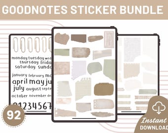 GoodNotes Sticker Bundle | 92 Pre-Cropped Digital Planner Stickers | iPad Planner | Digital Download | Notability Stickers | PNG Files
