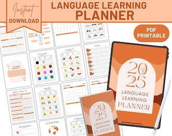 Language Learning Planner | Study Tracker | Vocabulary Log | PDF Digital Download | Printable Language Journal | Homeschool | Student Gift